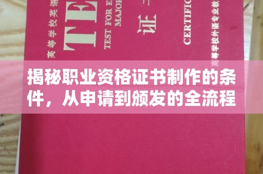 汉阳揭秘职业资格证书制作的条件，从申请到颁发的全流程解析